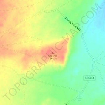 Carte topographique Red Hill, altitude, relief