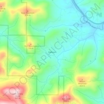 Carte topographique Owltown, altitude, relief