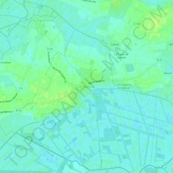 Carte topographique Le Mazeau, altitude, relief