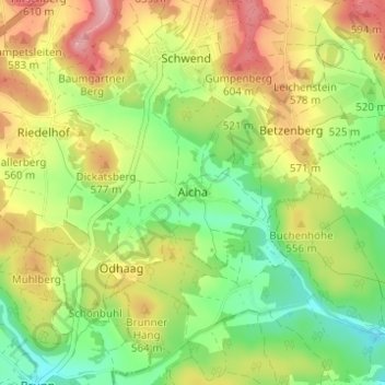 Carte topographique Aicha, altitude, relief