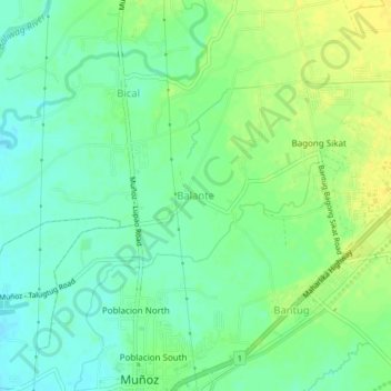 Carte topographique Balante, altitude, relief