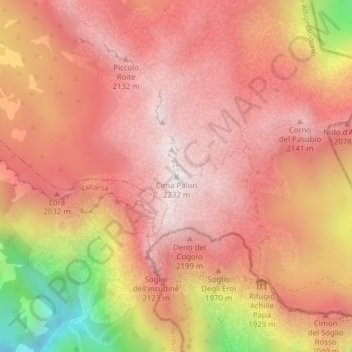 Carte topographique Cima Palon, altitude, relief