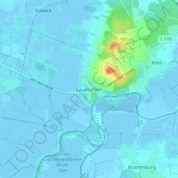 Carte topographique Laumühlen, altitude, relief