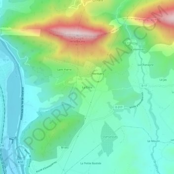 Carte topographique La Croix, altitude, relief