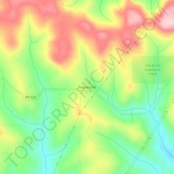 Carte topographique Taquaruna, altitude, relief