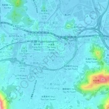 Carte topographique Tai Kei Leng Village, altitude, relief