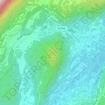 Carte topographique Monte Mezzana, altitude, relief