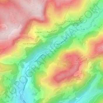 Carte topographique Le Bas, altitude, relief