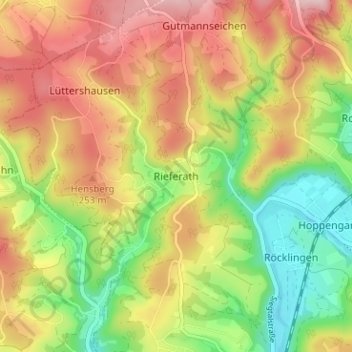 Carte topographique Rieferath, altitude, relief