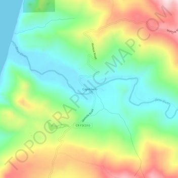 Carte topographique Capetown, altitude, relief