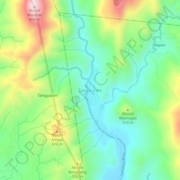 Carte topographique Santa Ines, altitude, relief