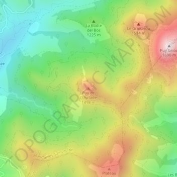 Carte topographique Puy de l'Usclade, altitude, relief
