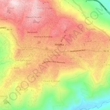 Carte topographique M'Sallah, altitude, relief