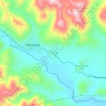 Carte topographique Piñango, altitude, relief