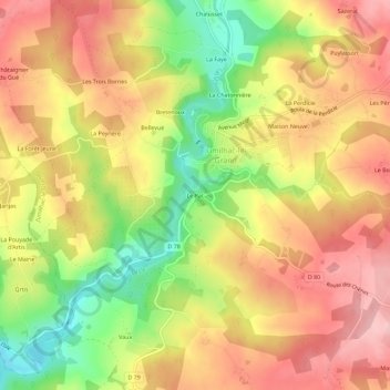Carte topographique Le Rat, altitude, relief