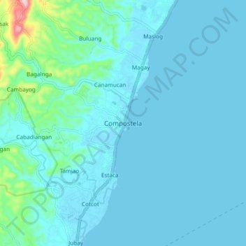 Carte topographique Compostela, altitude, relief
