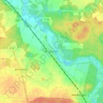 Carte topographique Bruchtorf, altitude, relief
