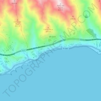 Carte topographique Los Yesos, altitude, relief