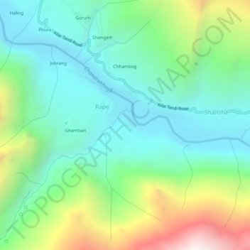 Carte topographique Rashil, altitude, relief