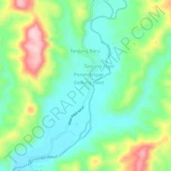 Carte topographique Jawi, altitude, relief