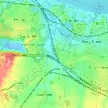Carte topographique Springhead, altitude, relief