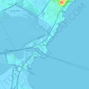 Carte topographique La Goulette, altitude, relief