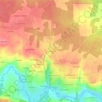 Carte topographique Le Grand Clos, altitude, relief