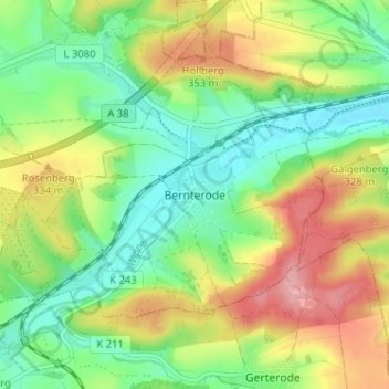 Carte topographique Bernterode (bei Worbis), altitude, relief