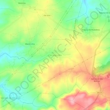 Carte topographique Carragozela, altitude, relief