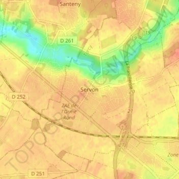 Carte topographique Servon, altitude, relief