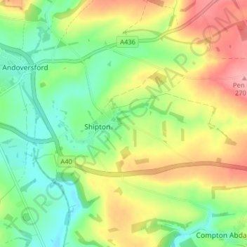 Carte topographique Shipton Oliffe, altitude, relief