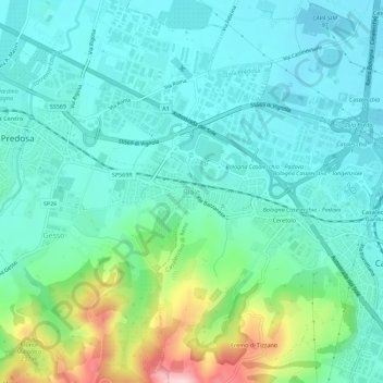 Carte topographique Riale, altitude, relief