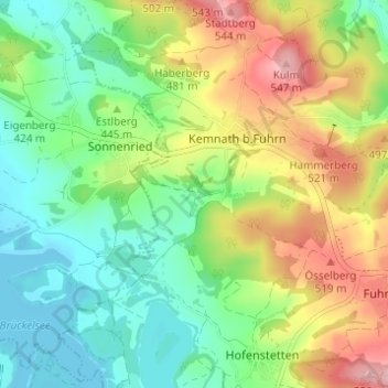Carte topographique Büchlhof, altitude, relief