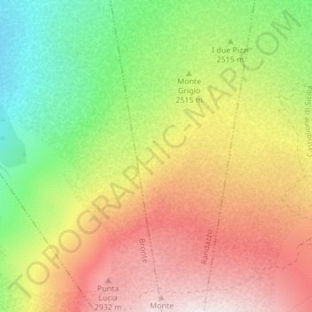 Carte topographique Grotta Petra o Munti, altitude, relief