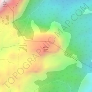 Carte topographique Perumal Mala, altitude, relief