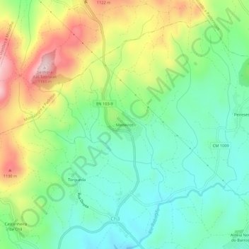 Carte topographique Medeiros, altitude, relief