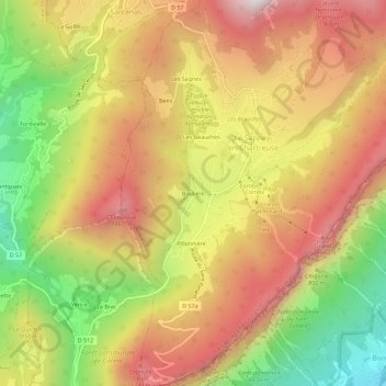 Carte topographique Boulière, altitude, relief