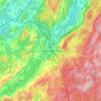 Carte topographique Sparta, altitude, relief