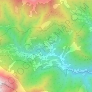 Carte topographique Grasso, altitude, relief