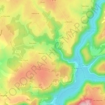 Carte topographique Lasciouve, altitude, relief