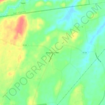 Carte topographique Vaughns Corners, altitude, relief