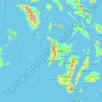 Carte topographique Antique, altitude, relief