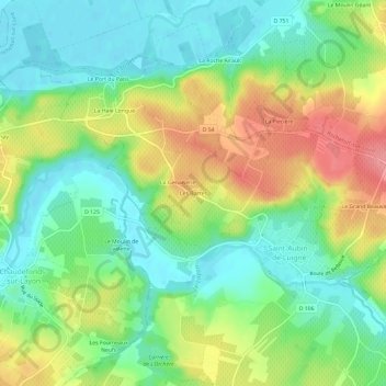 Carte topographique Les Barres, altitude, relief