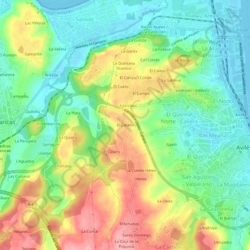 Carte topographique El Caliero, altitude, relief