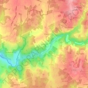 Carte topographique La Guérite, altitude, relief