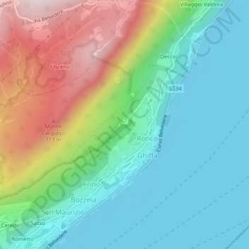 Carte topographique Sacro Monte di Ghiffa, altitude, relief
