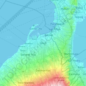 Carte topographique Imus, altitude, relief