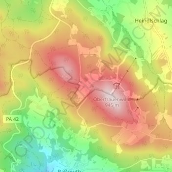 Carte topographique Oberfrauenwald, altitude, relief