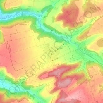 Carte topographique Täbingen, altitude, relief
