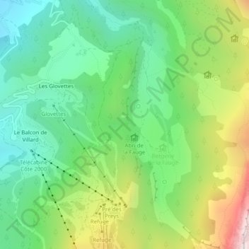 Carte topographique Collet des Clots, altitude, relief
